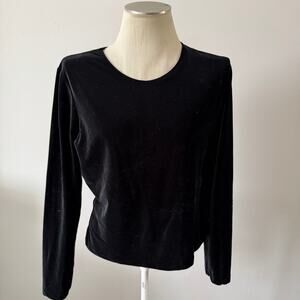 Vtg Y2K 2000s Black Velvet Long Sleeve Blouse Sz XL Whimsigoth Fairy Grunge